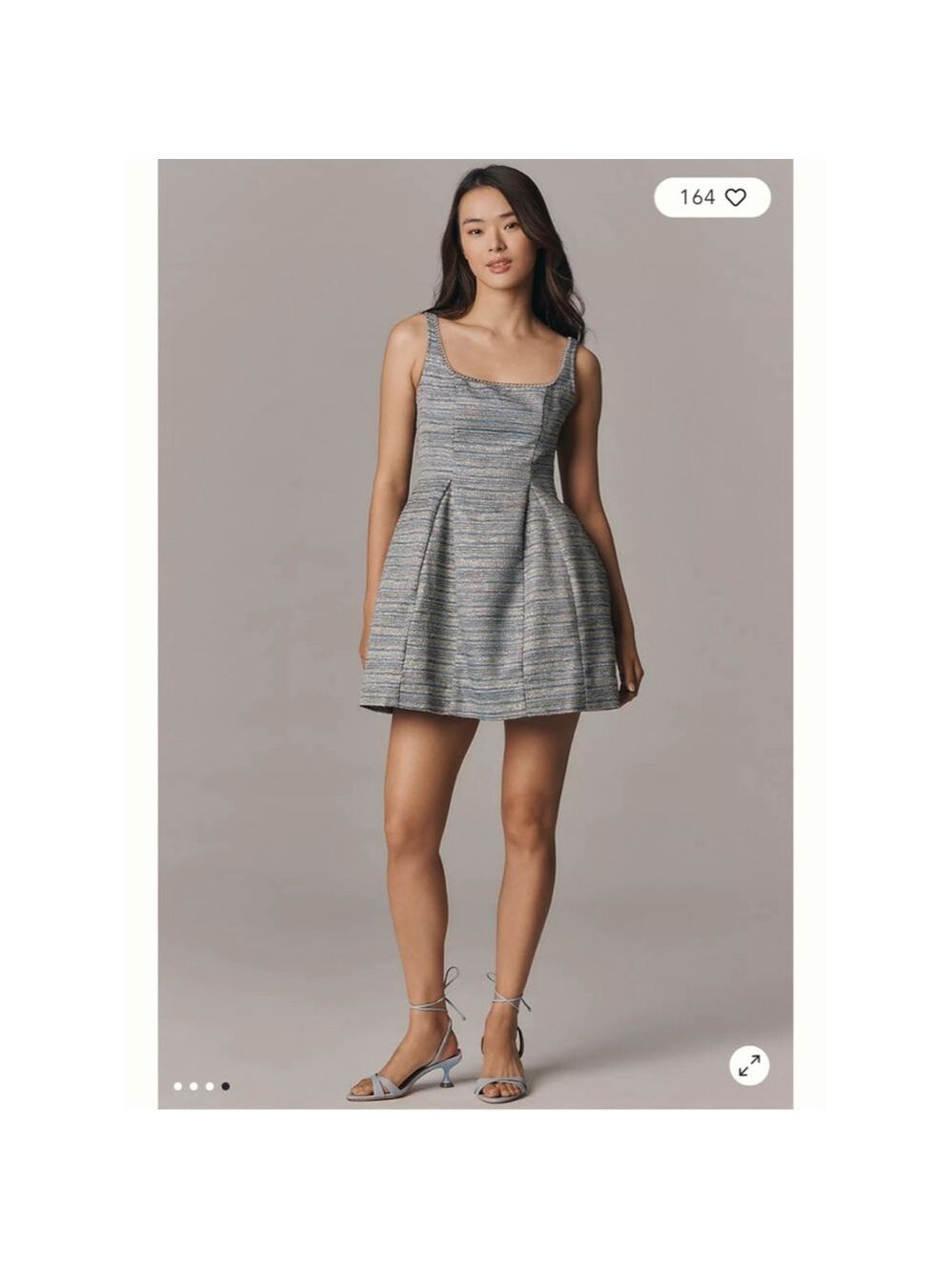 Women's Anthropologie Blue Gold Tweed Mini Dress